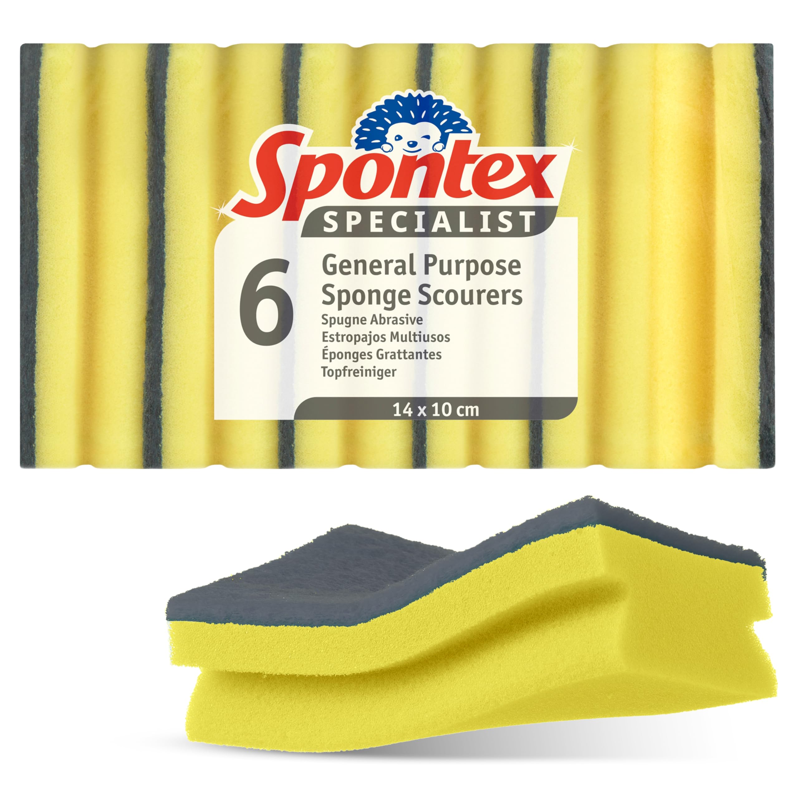 Spontex Specialist Washing Up Sponge Scourers | XL | Hard Wearing & Versatile for Professional Cleaning | 6 Pack