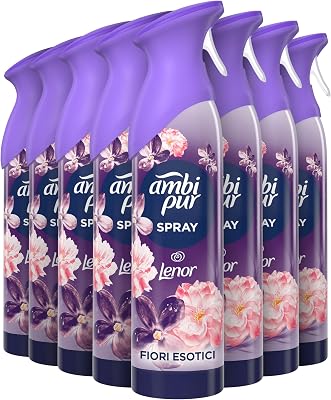 Ambi Pur Deodorante Ambienti Spray, 8 Pezzi, Profumo di Fiori Esotici