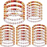 Huquary 36 Pcs Fall Thanksgiving Bracelets Clay Beaded Stretch Stackable Bracelets Red Yellow Jewelry Set Happy Harvest Exchange Gifts Reward Prizes Party Favors for Women Men Thanksgiving Day