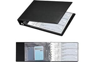 PACIFIC MAILER 7 Ring Executive Business Check Binder 600 Checks Capcity for 9" x 13" Sheets, PU Leather Checkbook Holder with Zip Pouch