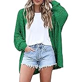 HOTOUCH Lightweight Crochet Cardigan for Women Long Sleeve Open Front Knit Oversized Cardigans Sweaters