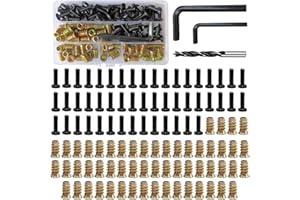 Zynaxir 50 Sets 1/4-20 Threaded Inserts for Wood, Carbon Steel Insert Nuts & 1/4-20 x 3/4" Screws with M4 M6 Hex Wrench & Dri