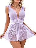 Lilosy Sexy Polka Dots Mesh Sheer Babydoll Chemise