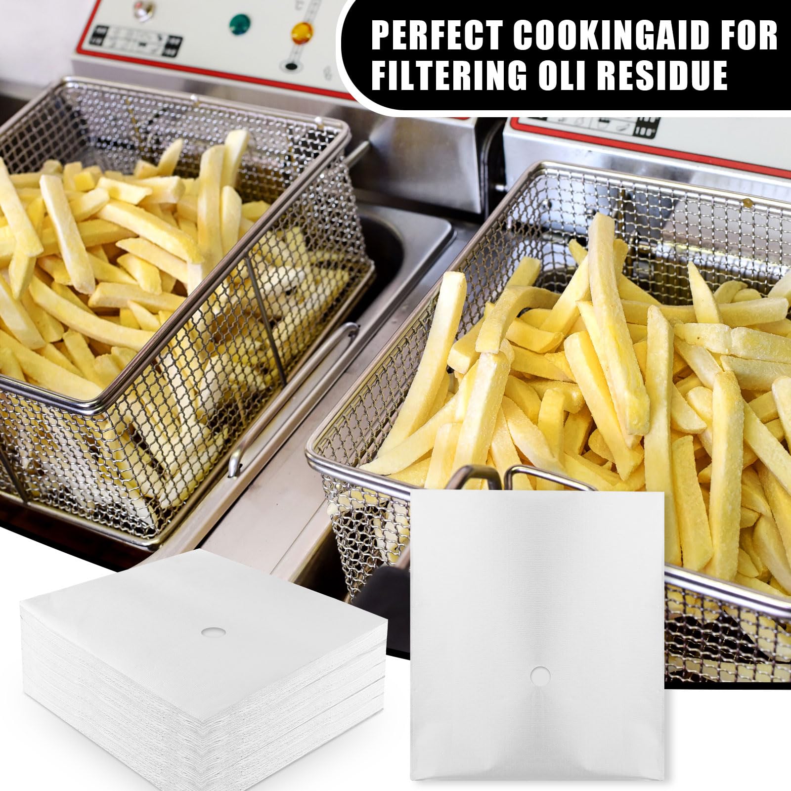 Ireer 100 Pcs Fryer Filter Paper Envelope Style 18.5 x 20.5 Inch, 1.5 Inch Hole 1 Side Grease Deep Fryer Cooking Oil Filter, Ideal for Commercial Cafes, Hotel, Restaurants, Food Trucks