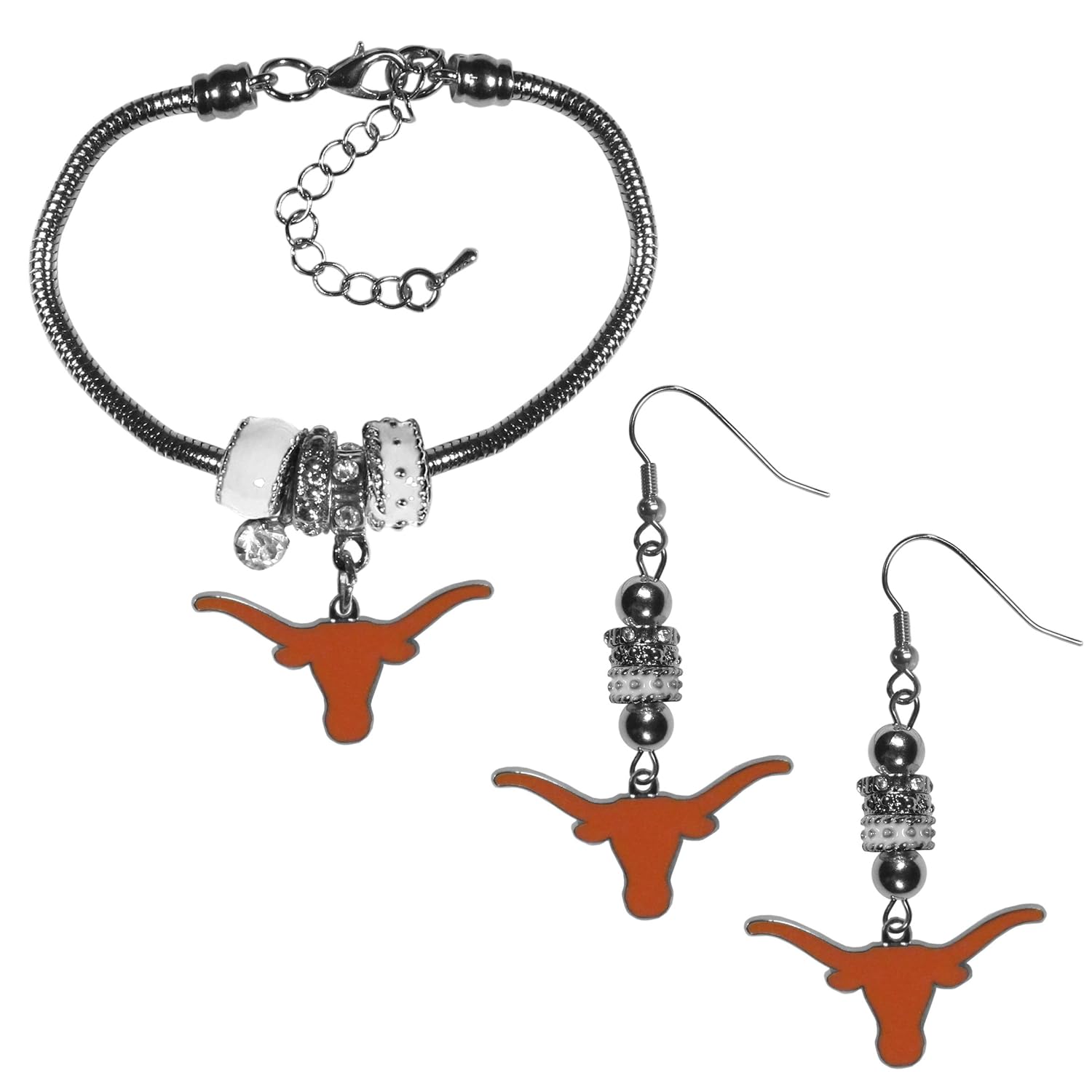 Siskiyou NCAA Womens Euro Bead Earrings and Bracelet Set