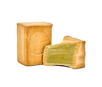 Carenesse Aleppo Seife mit ca. 95% Olivenöl, 5% Lorbeeröl - original Olivenölseife Haarseife handgeschnitten - Naturprodukt -