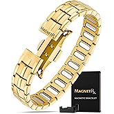 MagnetRX® Magnetic Bracelets for Men - EllipseMAX 5X Strength 5,000 Gauss Magnets - Designed in USA & Patent Pending - Premium Titanium Mens Magnetic Bracelet & Adjustable Length (Gold)