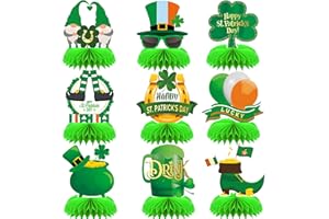 ANSOUFIEN 9 PCS St Patricks Day Decorations Honeycomb Centerpieces, St Patricks Day Table Decorations Green 3D Table Shamrock Decoration St. Patrick's Day Party Supplies