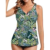 WOWENY Tankini Tops for Women Flowy Sleeveless V Neck Bathing Suits Modest Swimsuit Top No Bottom