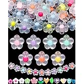 FIVEIZERO 300PCS Acrylic Flower Beads — Multicolor Transparent Flower Bracelet Charms for DIY Jewelry Making, Bracelets & Necklaces