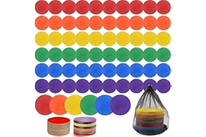 60 Pcs Poly Spot Markers Non-Slip Rubber Floor Dots for Gym, Flat Cones Agility Markers Poly Dots for Gym Floor Spot Markers 