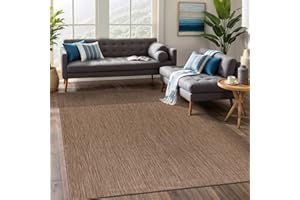 Beverly Rug Indoor Outdoor Rug 6x9, Washable Outside Carpet for Patio, Deck, Porch, Solid Modern Area Rug, Water Resistant, Jute Beige