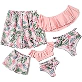 IFFEI Mommy and Me Family Matching Swimsuits Two Piece Bikini Set Ruffles Bathing Suits with Straps