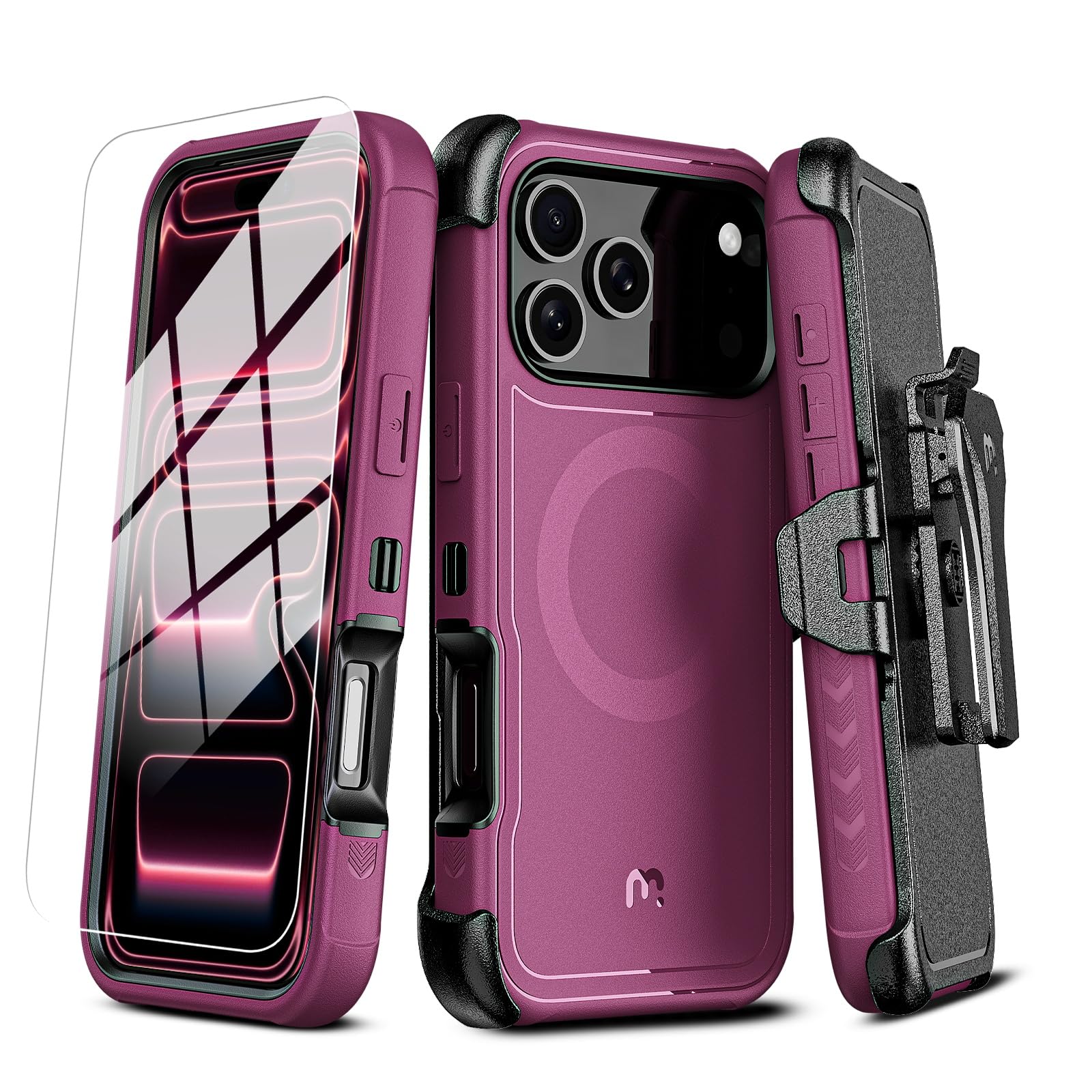Photo 1 of M MYBAT PRO for iPhone 17 Pro Max Case with Belt Clip Holster, Maverick Series 17 Pro Max Case[Compatible with Magsafe] w/Screen Protector,Anti-Drop,with 360°Rotating Kickstand,Heavy Duty Protection