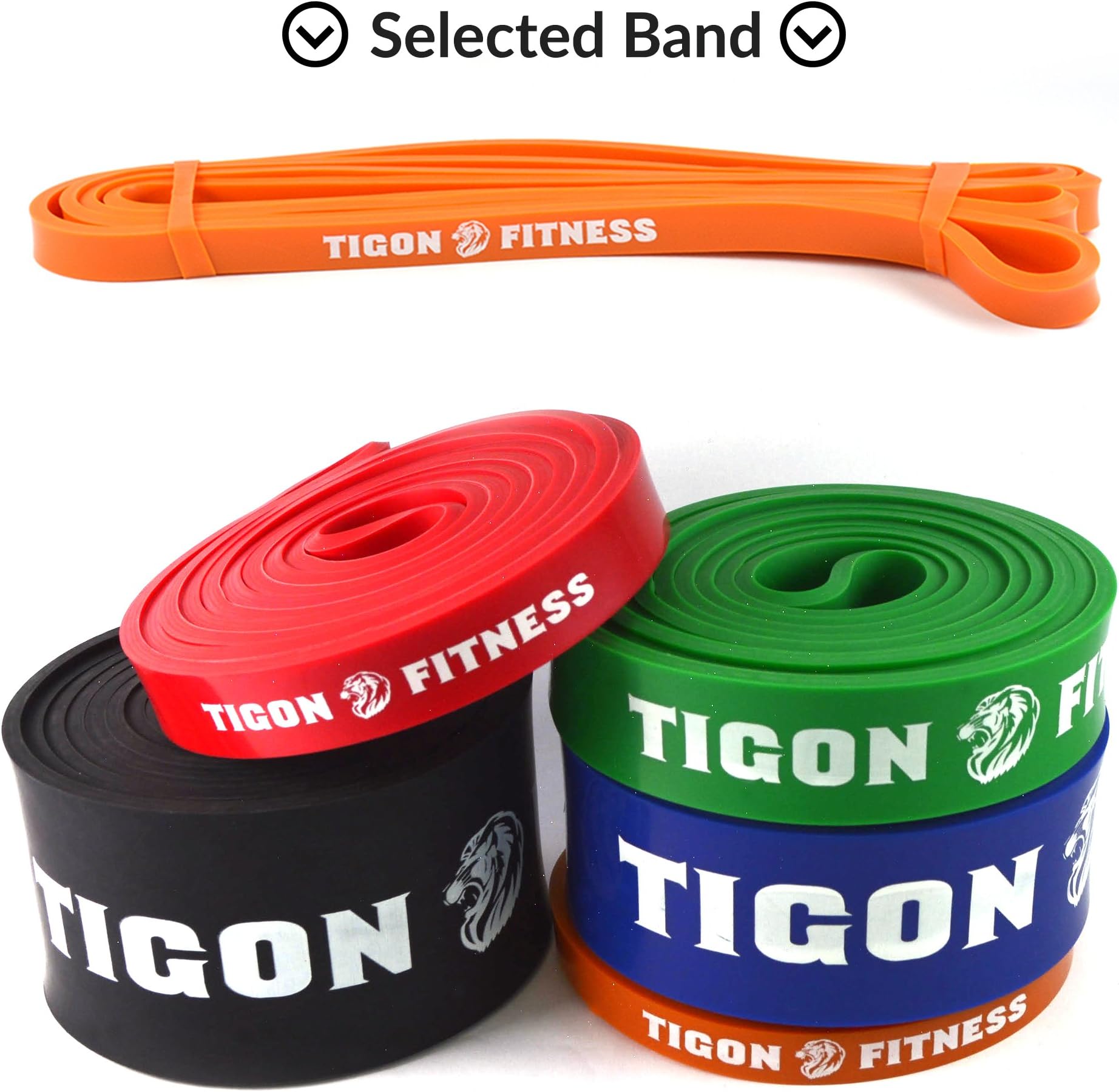 Exercise Bands Best for Resistance Workout from Tigon Fitness. Choose your Band for Pull up Assist, Physical Therapy, Stretching, Flexibility or Crossfit. Full Body Training at your Home Gym, Portable with our Case, Improve your Core Strength Today!! (#1 [41'' 0.5'' 0.177''] Orange 15-35 lbs)