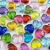 Tingoons 50 Pcs 18x16mm Acrylic Heart Shape Craft Beads with Hole Spacer for DIY Craft Making Jewelry Making Bracelet Necklace Earrings (Multicolor)