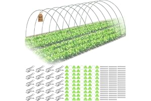 FELISTORY 60 Pack Garden Hoops for Raised Beds,10 Sets of 8FT Long Garden Hoops,Greenhouse Hoops Grow Tunnel, Rust-Free Fiberglass Garden Support DIY Hoops Kit, 30+20 Cilps Included