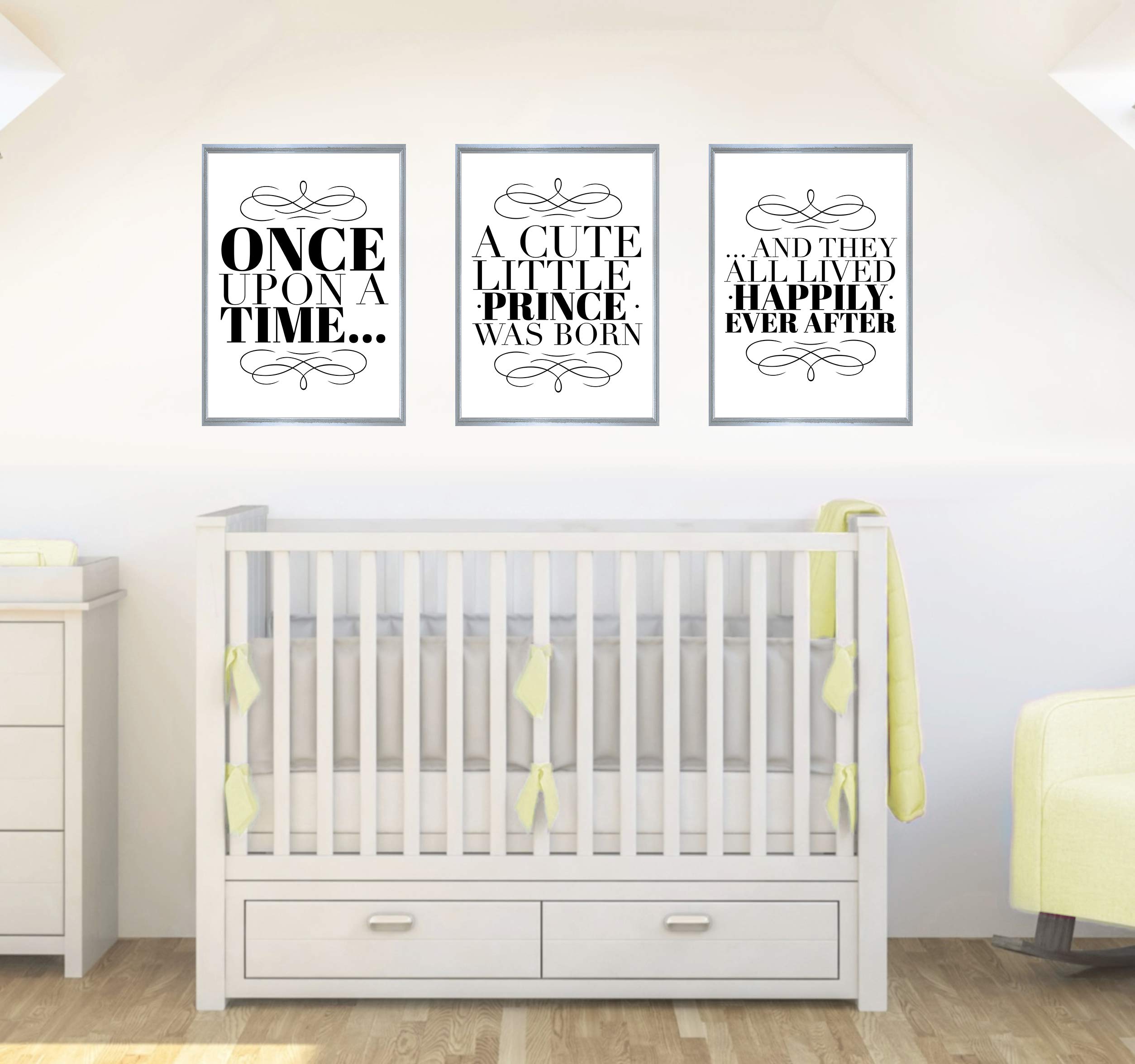 Once Upon A Time Set of 3 Quotes Baby Boys Nursery Decor Wall Art Poster Print - Size A3-297 x 420 mm