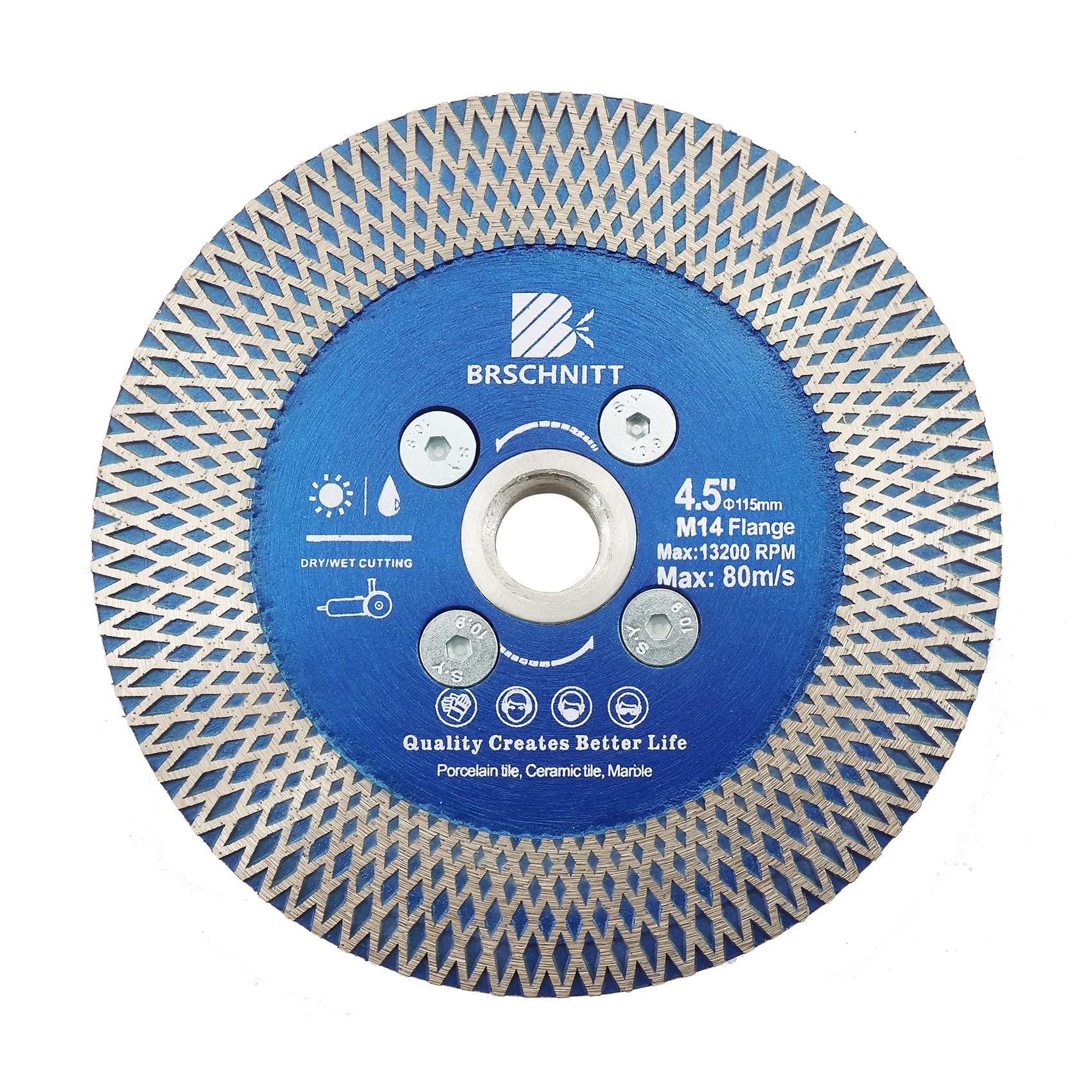 Diamond Porcelain Tile Cutting Disc - BRSCHNITT115mm Super Thin Diamond Disc cwith X Teeth with M14 thread for Ceramic Tiles,Granite,Marble