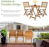 TANGZON Wooden Folding Bistro Set with Cushions, Acacia Garden Furniture view 4