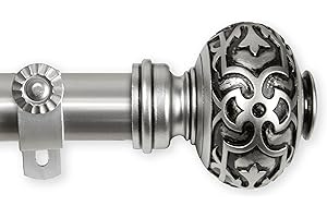 A&F Rod Décor - Viburnum 1" Curtain Rod 48-84 inch - Satin Nickel