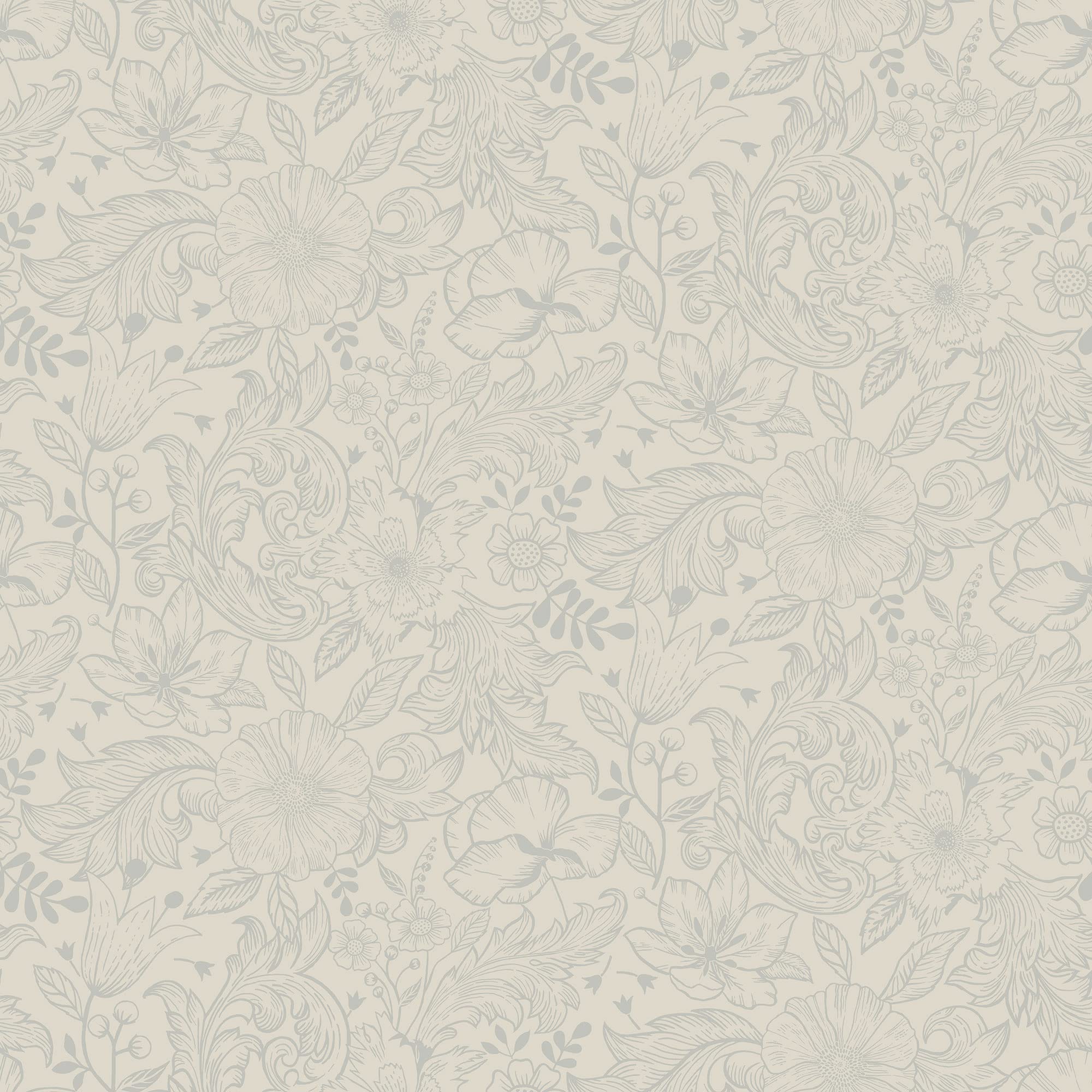Galerie S13125 Sommarang Mono Flora Wallpaper, White, 10.05m x 53cm