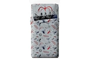 Jay Franco Sheet Set with Fitted, Flat Sheets & Pillow Cover - Ultra-Soft Bedding with Pillowcase for Room Decor, Grey - Stranger Things, 3 Piece Twin