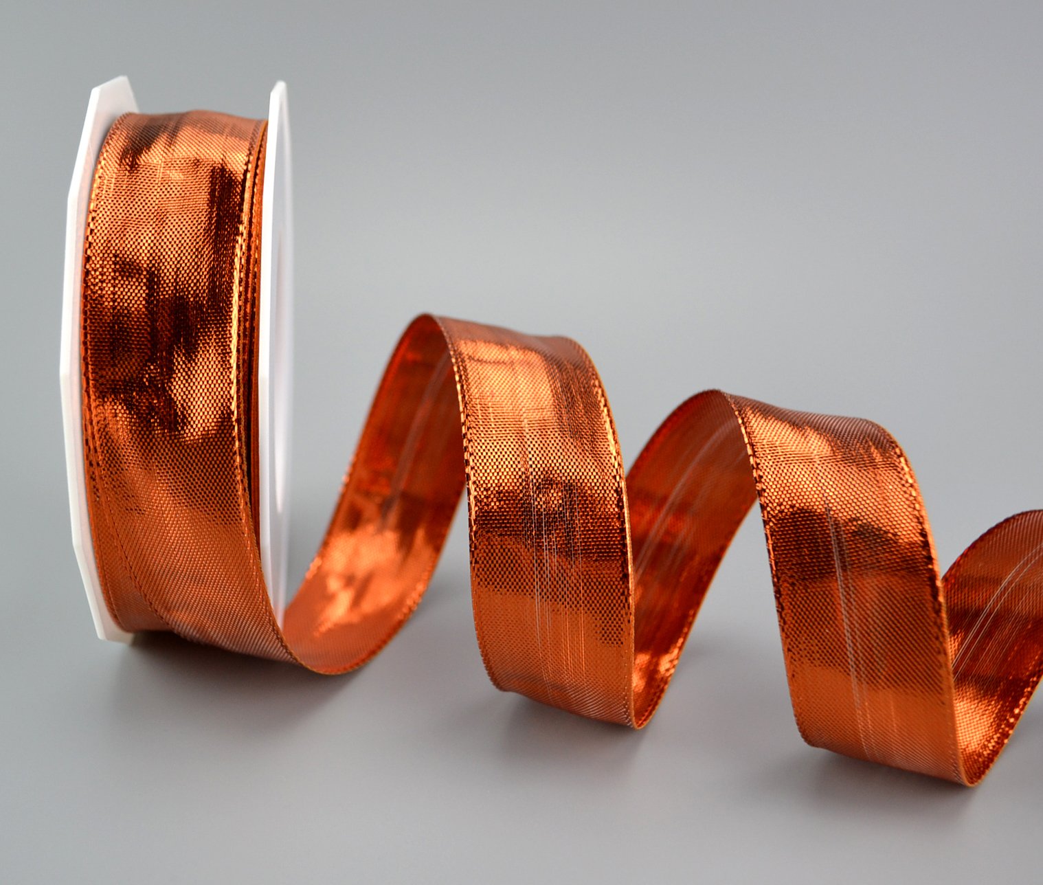 finemark 20 m x 25 mm Decorative Ribbon Glossy Copper Shiny Metallic Ribbon with Wire Shiny Gift Ribbon Christmas Wire Edge Ribbon