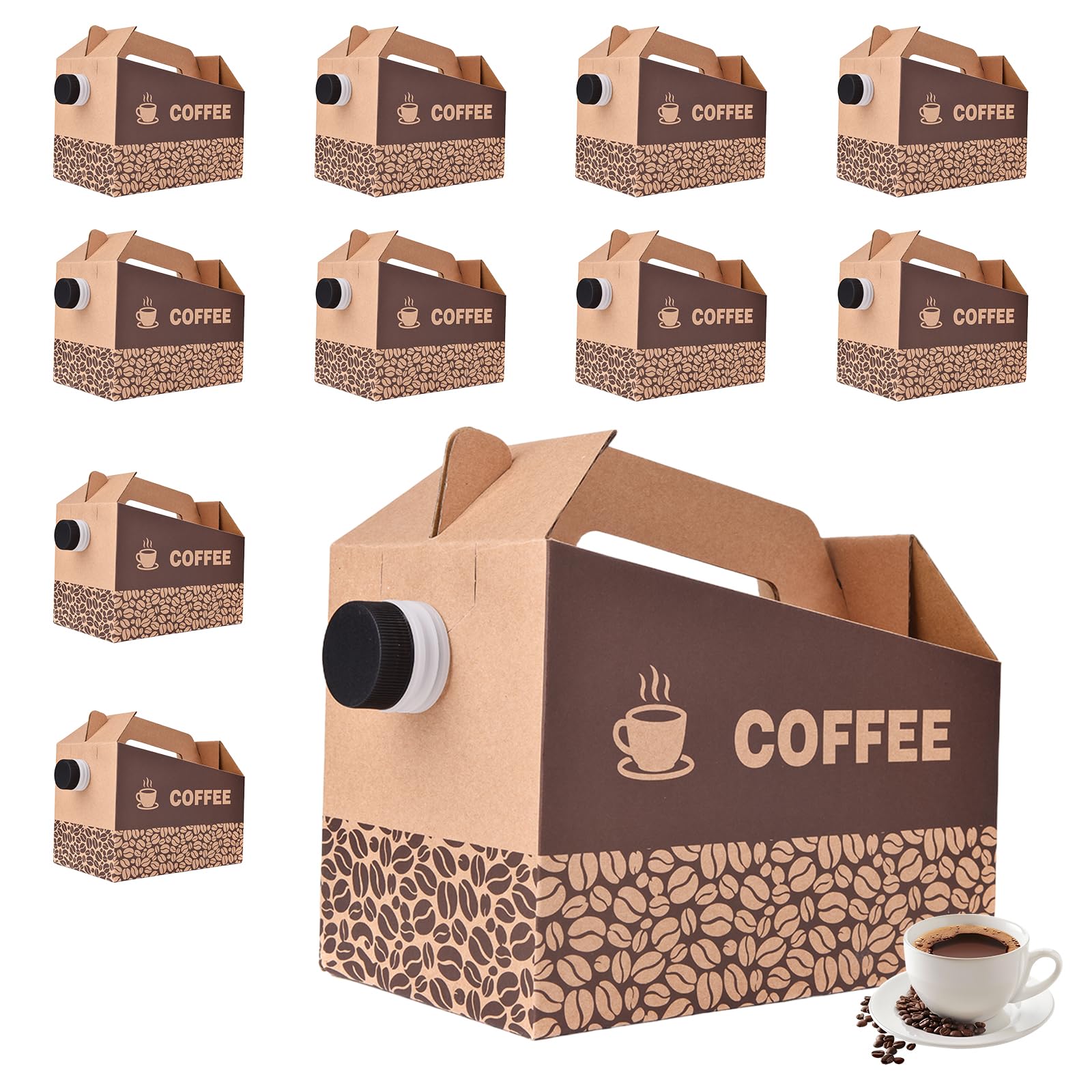 Photo 1 of 10 Pack 96 oz Disposable Coffee Dispensers, Coffee Box with Handle, easy to carry,suitable for storing hot and cold drinks, coffee boxes for catering, suitable for catering services, offices.