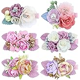 Dizila 6 Pieces Delicate Handmade Rose Flower Hair Bows Fully Lined Alligator Hair Clips Floral Hair Barrettes Accessories for Baby Girls Toddlers Kids Teens Women (6PCS S10)