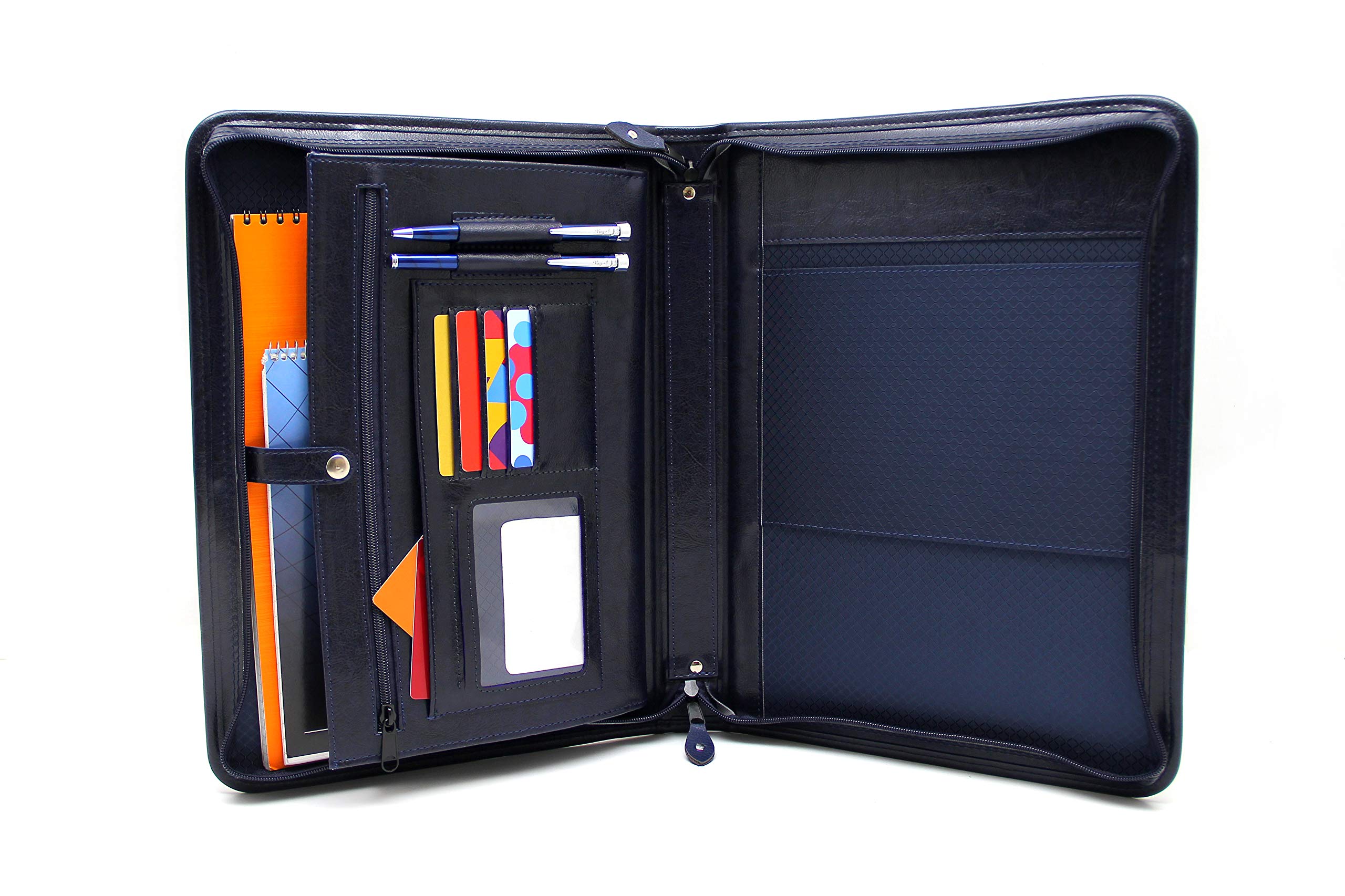 Noda Faux Leather Portfolio A4, Conference Folder a4, Business Organizer, Writing Case, Leather Padfolio (Blue)