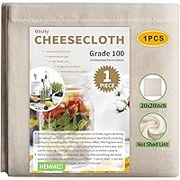 Olicity Cheesecloth, Grade 100, 20x20Inch Hemmed Cheese Cloths for Straining Reusable, 100% Unbleached Precut Cheese…