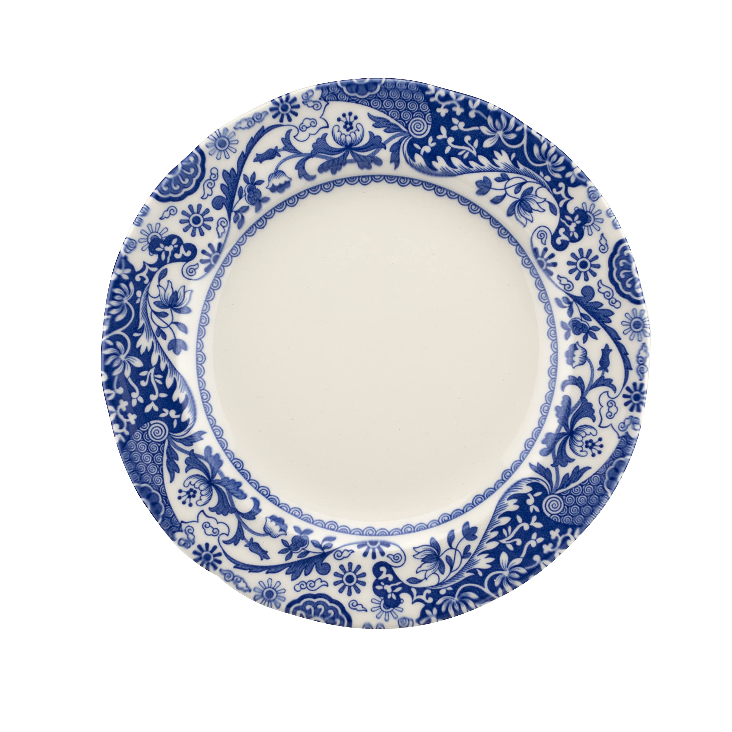 Spode x Brocato Set of 4 Blue Italian Dinner Plates - Quality Earthenware, Brocato Motif with Blue and White Oriental Border, Made in England, Dishwasher & Microwave Safe, 20cm