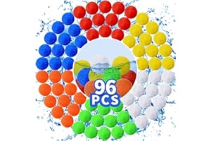 JQTOYD 96 Pcs Reusable Water Balls, Reusable Water Balloons Splash Balls for Kids and Adults - Water Toys for Outdoor Summer Fun Water Games Pool Backyard Birthday Party