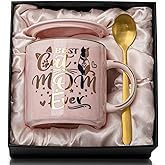 Cat Mom Gifts for Women, Cat Gifts for Cat Lovers - Best Cat Mom Ever - 14oz Pink Ceramic Marble Gold Pattern Coffee Mug with Gift Box, Christmas gifts for Crazy Cat Lady, Mom Wife Daughter Friends