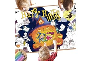 FAISLY Halloween Coloring Tablecloth for Kids(Include Markers) 35x72 in Giant Halloween Coloring Poster,Kids Halloween Party Decorations for Classroom,Halloween Crafts for Kids