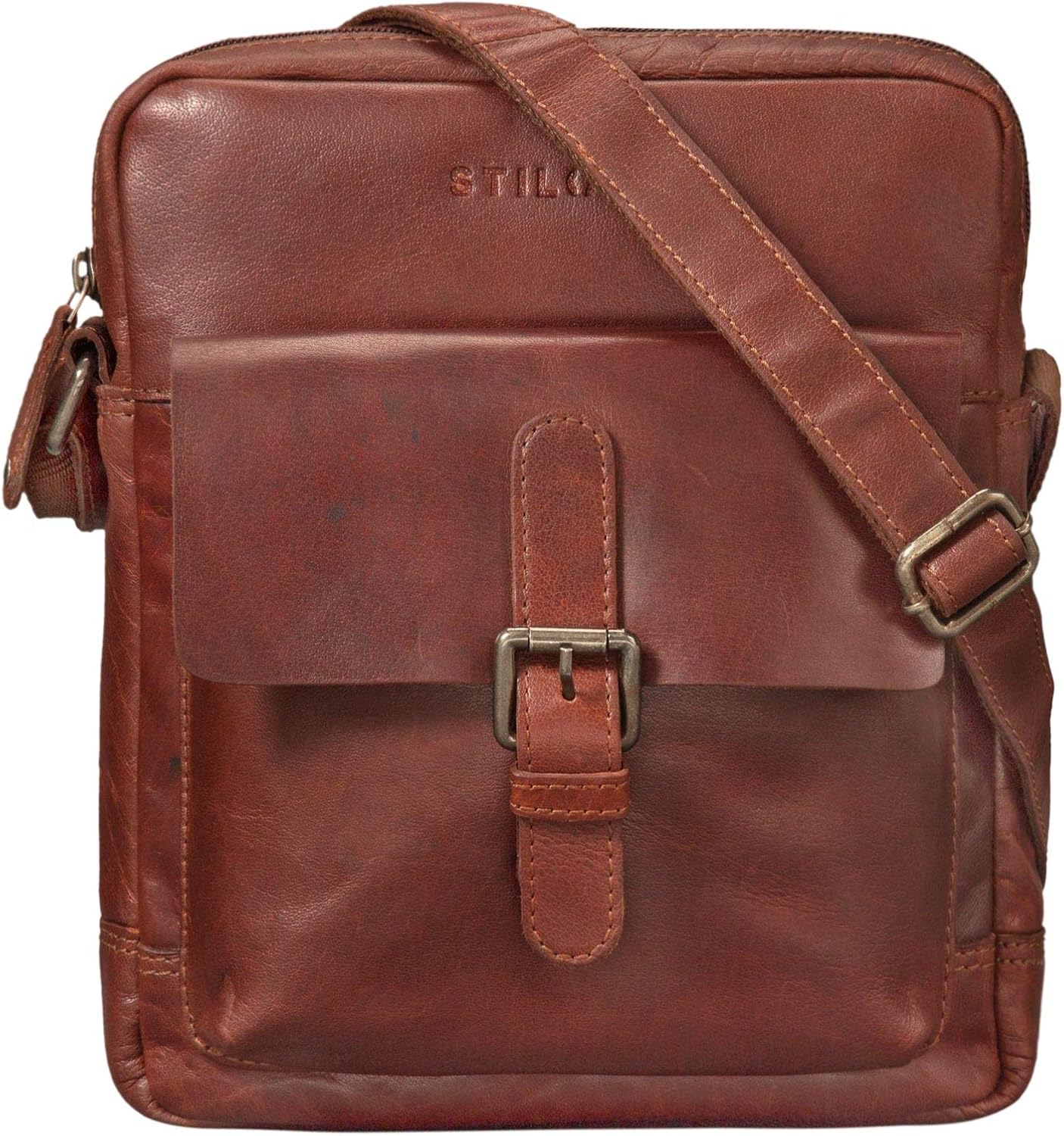 STILORD "Luan" Small Shoulder Bag Leather Vintage for Women and Men Messenger Bag with Tablet Compartment 10.1 Inches Cross Body Bag in Genuine Leather Colour:Vegetable Tanned Dark Brown