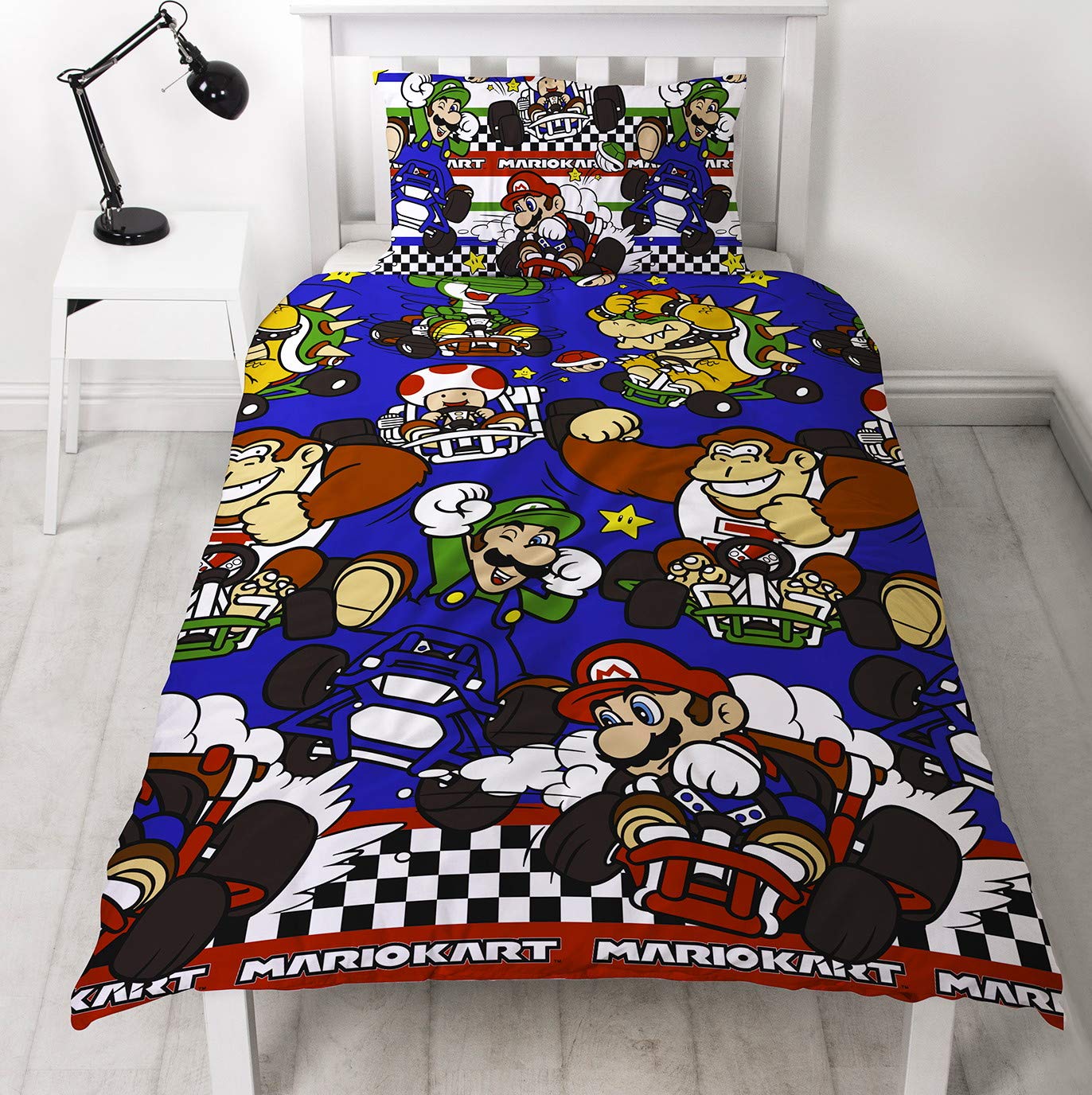 Nintendo Mario Kart 'Racer' Single/Double Duvet Cover Reversible Bedding Set (Single Duvet)