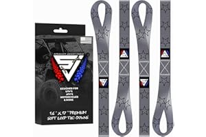 Soft Loop Motorcycle Tie Down Straps (4 Pack) 1.6" x 17" - Tie Down Straps w/ 10,000lb Break Strength, Use w/Ratchet Strap Hooks for Motorcycle, ATV & Dirt Bike by Straight Jacket Crew (Grey Stars)