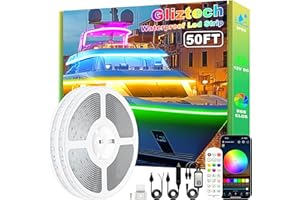 Gliztech Led Boat Lights 50FT, Pontoon Led Lights with App, 12V RGB Waterproof Marine Boat Interior Strip Light for Pontoon, 