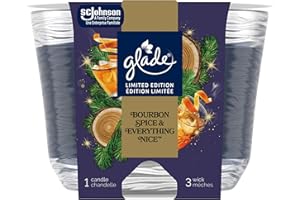 Glade Bourbon Spice & Everything Nice Holiday Scented Candle, 3-Wick Candle, Air Freshener Infused with Essential Oils for Ch