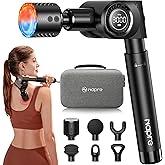 NAPRE Massage Gun with Heat and Cold Head,Deep Tissue Handheld Percussion Back Massager for Muscle/Neck/Body Pain Relief with Long Extension Retractable Handle,32-Speeds,Foldable,5 Adjustable Angles