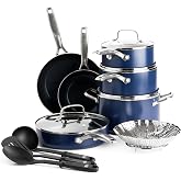 Blue Diamond 14 Piece Cookware Set, Diamond Infused PFAS &amp; PFOA-Free Ceramic Nonstick Pots and Pans, Durable, Non Toxic, Metal Utensil Safe &amp; Scratch Resistant, Dishwasher &amp; Oven Safe, Blue