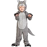 Fur-tastic Grey Wolf Costume for Toddlers | Plush Jumpsuit with Tail- Perfect for Howling Halloween Fun