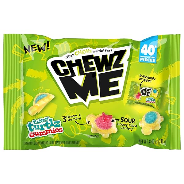 CHEWZME TANGY TURTLZ GUMMIES, INDIVIDUALLY WRAPPED TURTLE SHAPED...