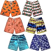 Xaatren 6 Pcs Boys Swim Trunks Quick Dry Swimsuit Swim Trunks with Mesh Lining Swimming Clothing for Boys