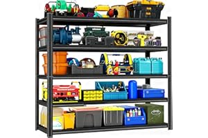 KILISTEELS 88" H X 47" W x 24" D Garage Shelving 5 Tier Storage Shelves Heavy Duty 3800LBS Adjustable Shelf Unit Metal Garage Shelving for Warehouse Industrial Basement, Black