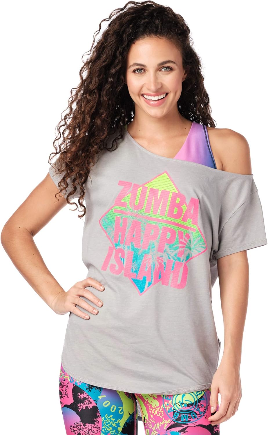 Zumba Loose Fitting Dance Fitness Graphic Tees Athletic Workout Top for