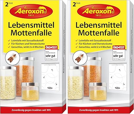 Aeroxon - Lebensmittelmottenfalle mit Pheromonen - Zweierpack = 4 Stück