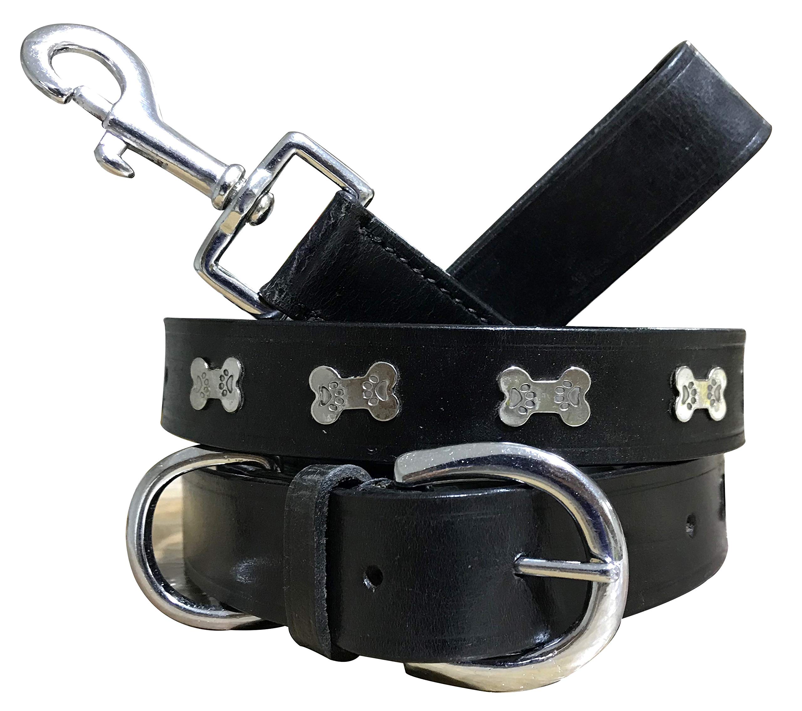 BRADLEY CROMPTON Genuine Leather Matching Pair Dog Collar and Lead Set S — image 1